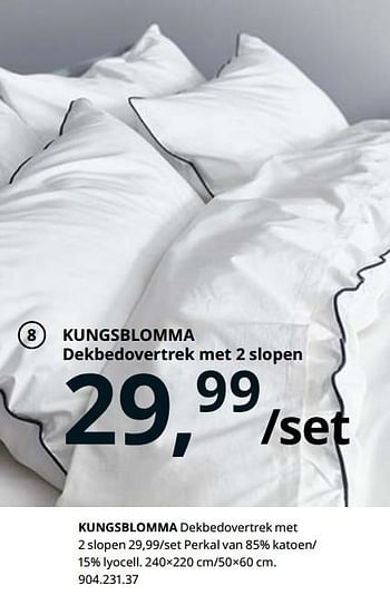 Promotions Kungsblomma dekbedovertrek met 2 slopen - Produit maison - Ikea - Valide de 23/08/2019 à 31/07/2020 chez Ikea