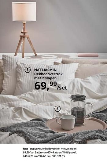 Promoties Nattjasmin dekbedovertrek met 2 slopen - Huismerk - Ikea - Geldig van 23/08/2019 tot 31/07/2020 bij Ikea