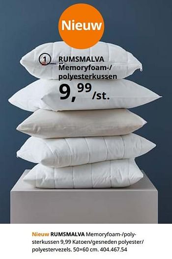 Promoties Rumsmalva memoryfoam--poly - sterkussen - Huismerk - Ikea - Geldig van 23/08/2019 tot 31/07/2020 bij Ikea