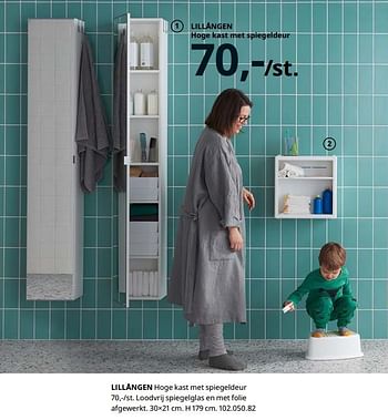 Promoties Lillången hoge kast met spiegeldeur - Huismerk - Ikea - Geldig van 23/08/2019 tot 31/07/2020 bij Ikea
