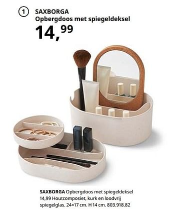 Promoties Saxborga opbergdoos met spiegeldeksel - Huismerk - Ikea - Geldig van 23/08/2019 tot 31/07/2020 bij Ikea