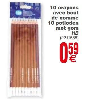 Promoties 10 crayons avec bout de gomme 10 potloden met gom hb - HB - Geldig van 03/09/2019 tot 16/09/2019 bij Cora