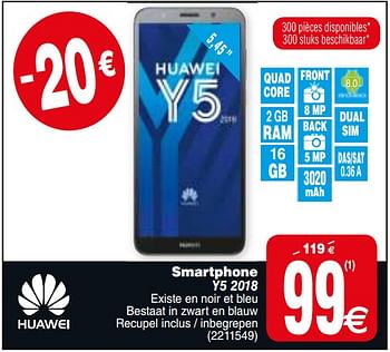 Promotions Huawei smartphone y5 2018 - Huawei - Valide de 03/09/2019 à 16/09/2019 chez Cora