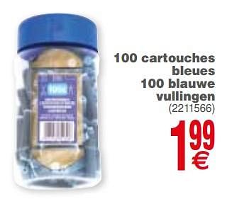 Promoties 100 cartouches bleues 100 blauwe vullingen - Huismerk - Cora - Geldig van 03/09/2019 tot 16/09/2019 bij Cora