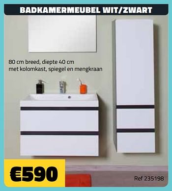Promoties Badkamermeubel black + white hoogglans - Huismerk - Bouwcenter Frans Vlaeminck - Geldig van 04/09/2019 tot 30/09/2019 bij Bouwcenter Frans Vlaeminck