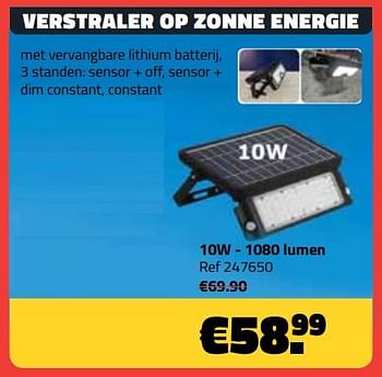 Promoties Verstraler op zonne energie 10w - 1080 lumen - Huismerk - Bouwcenter Frans Vlaeminck - Geldig van 04/09/2019 tot 30/09/2019 bij Bouwcenter Frans Vlaeminck