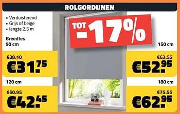Promoties Rolgordijnen verduisterend grijs of beige - Huismerk - Bouwcenter Frans Vlaeminck - Geldig van 04/09/2019 tot 30/09/2019 bij Bouwcenter Frans Vlaeminck