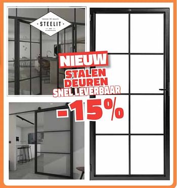 Promoties Stalen deuren -15% - Steelit - Geldig van 04/09/2019 tot 30/09/2019 bij Bouwcenter Frans Vlaeminck