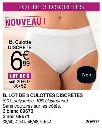 Promotions Lot de 3 culottes discrètes - Produit Maison - Damart - Valide de 01/09/2019 à 30/09/2019 chez Damart