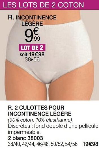 Promoties 2 culottes pour incontinence légère - Huismerk - Damart - Geldig van 01/09/2019 tot 30/09/2019 bij Damart