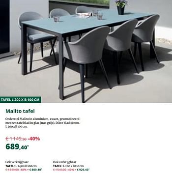 Promotions Malito tafel - Bristol - Valide de 01/09/2019 à 29/09/2019 chez Overstock