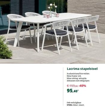 Promoties Lacrima stapelstoel - Bristol - Geldig van 01/09/2019 tot 29/09/2019 bij Overstock