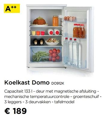 Promoties Koelkast domo do912k - Domo elektro - Geldig van 02/09/2019 tot 30/09/2019 bij Molecule