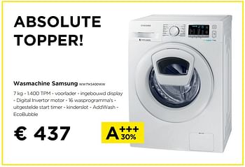 Promoties Wasmachine samsung ww71k5400ww - Samsung - Geldig van 02/09/2019 tot 30/09/2019 bij Molecule