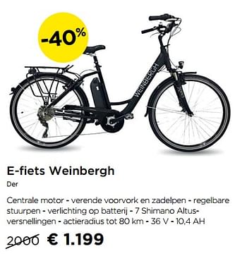 Promotions E-fiets weinbergh der - Weinbergh - Valide de 02/09/2019 à 30/09/2019 chez Molecule