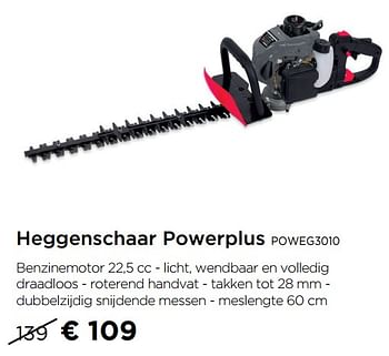 Promoties Heggenschaar powerplus poweg3010 - Powerplus - Geldig van 02/09/2019 tot 30/09/2019 bij Molecule