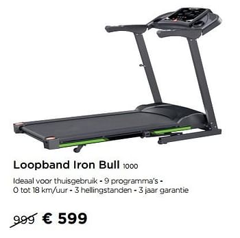 Promoties Loopband iron bull 1000 - Iron Bull - Geldig van 02/09/2019 tot 30/09/2019 bij Molecule