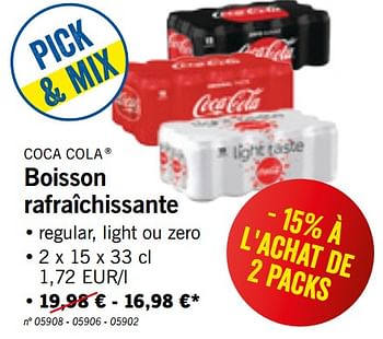 Promotions Boisson rafraîchissante - Coca Cola - Valide de 09/09/2019 à 14/09/2019 chez Lidl