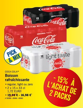 Promoties Boisson rafraîchissante - Coca Cola - Geldig van 09/09/2019 tot 14/09/2019 bij Lidl