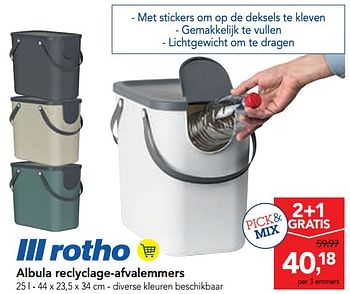 Promoties Albula reclyclage-afvalemmers - Rotho - Geldig van 11/09/2019 tot 24/09/2019 bij Makro