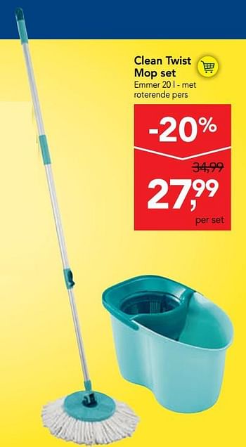 Promoties Clean twist mop set - Leifheit - Geldig van 11/09/2019 tot 24/09/2019 bij Makro