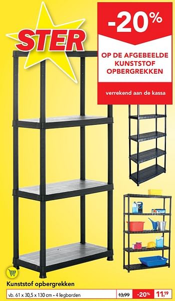 Promotions Kunststof opbergrekken - Produit maison - Makro - Valide de 11/09/2019 à 24/09/2019 chez Makro