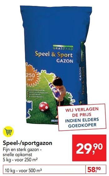 Promoties Speel--sportgazon - Huismerk - Makro - Geldig van 11/09/2019 tot 24/09/2019 bij Makro