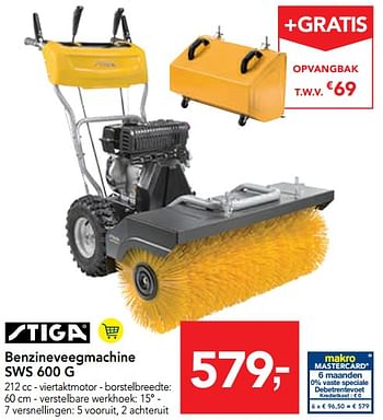 Promoties Stiga benzineveegmachine sws 600 g - Stiga - Geldig van 11/09/2019 tot 24/09/2019 bij Makro
