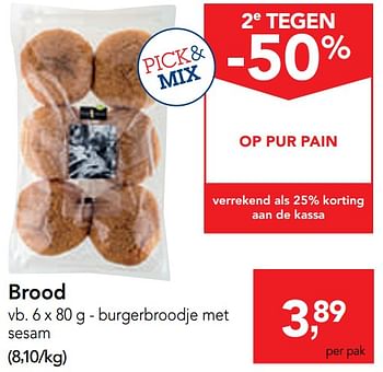 Promoties Brood burgerbroodje met sesam - Pur Pain - Geldig van 11/09/2019 tot 24/09/2019 bij Makro