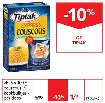 Promotions Couscous in kookbuiltjes - Tipiak - Valide de 11/09/2019 à 24/09/2019 chez Makro