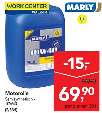 Promoties Motorolie semisynthetisch - 10w40 - Marly - Geldig van 11/09/2019 tot 24/09/2019 bij Makro