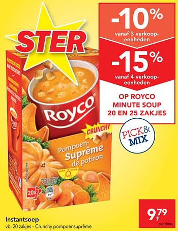 Promoties Instantsoep crunchy pompoensuprême - Royco - Geldig van 11/09/2019 tot 24/09/2019 bij Makro