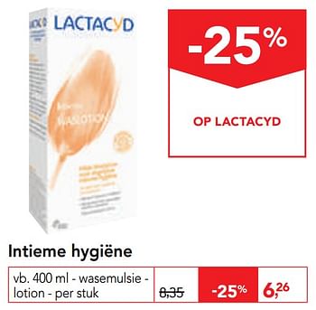 Promoties Intieme hygiëne - Lactacyd - Geldig van 11/09/2019 tot 24/09/2019 bij Makro