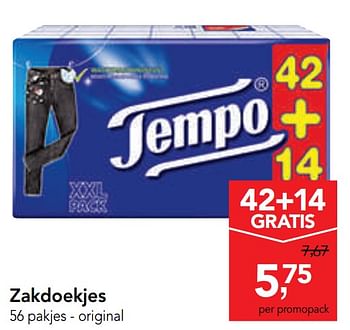 Promoties Zakdoekjes - Tempo - Geldig van 11/09/2019 tot 24/09/2019 bij Makro