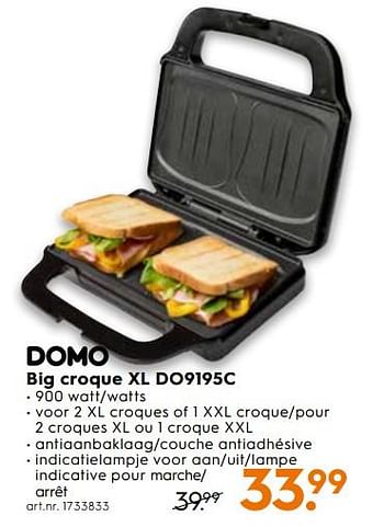 Promotions Domo big croque xl do9195c - Domo - Valide de 04/09/2019 à 01/10/2019 chez Blokker