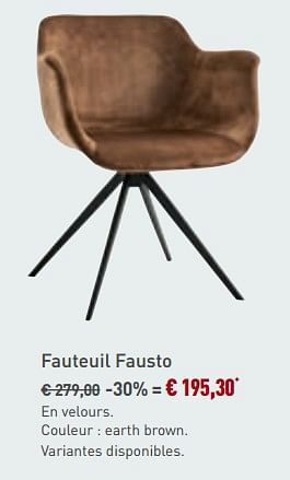 Promotions Fauteuil fausto - Bristol - Valide de 01/09/2019 à 29/09/2019 chez Overstock