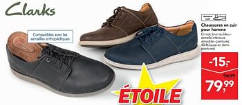 Promotions Chaussures en cuir pour homme - Clarks - Valide de 11/09/2019 à 24/09/2019 chez Makro