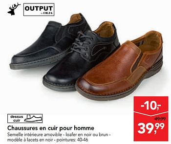 Promoties Chaussures en cuir pour homme - output - Geldig van 11/09/2019 tot 24/09/2019 bij Makro