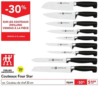 Promotions Couteaux four star couteau de chef - Zwilling J.A Henckels - Valide de 11/09/2019 à 24/09/2019 chez Makro