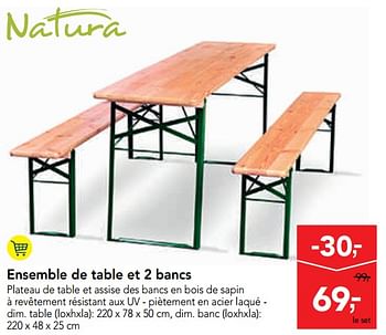 Promotions Ensemble de table et 2 bancs - Natura - Valide de 11/09/2019 à 24/09/2019 chez Makro