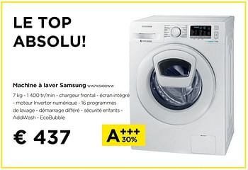 Promotions Machine à laver samsung ww71k5400ww - Samsung - Valide de 02/09/2019 à 30/09/2019 chez Molecule
