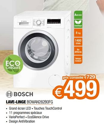 Promoties Bosch lave-linge bowan282b0fg - Bosch - Geldig van 02/09/2019 tot 30/09/2019 bij Expert