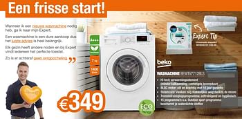 Promoties Beko wasmachine bewtv7712bls - Beko - Geldig van 02/09/2019 tot 30/09/2019 bij Expert