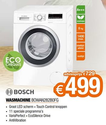 Promoties Bosch wasmachine bowan282b0fg - Bosch - Geldig van 02/09/2019 tot 30/09/2019 bij Expert