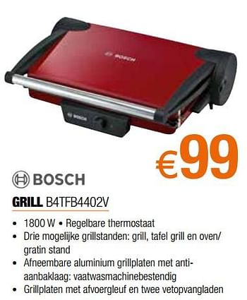 Promoties Bosch grill b4tfb4402v - Bosch - Geldig van 02/09/2019 tot 30/09/2019 bij Expert