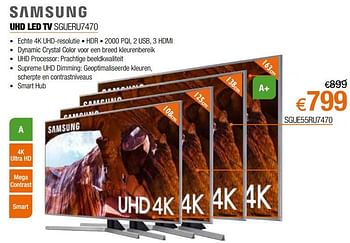 Promoties Samsung uhd led tv sgueru7470 sgue55ru7470 - Samsung - Geldig van 02/09/2019 tot 30/09/2019 bij Expert