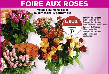 Promotions Bouquet de 30 roses - Produit Maison - Casino - Valide de 09/09/2019 à 22/09/2019 chez Super Casino