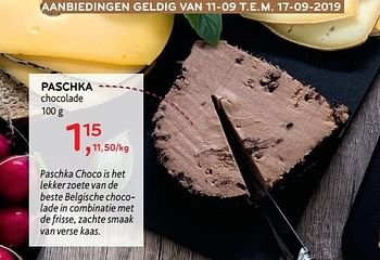 Promoties Paschka chocolade - Paschka - Geldig van 11/09/2019 tot 17/09/2019 bij Alvo