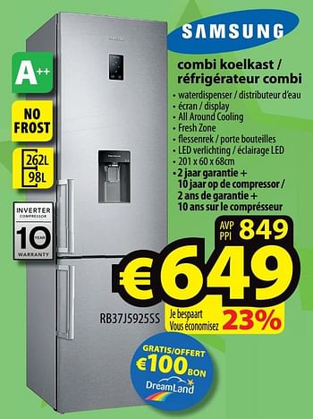Promotions Samsung combi koelkast - réfrigérateur combi rb37j5925ss - Samsung - Valide de 11/09/2019 à 18/09/2019 chez ElectroStock
