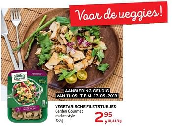 Promotions Vegetarische filetstukjes - Garden Gourmet - Valide de 11/09/2019 à 17/09/2019 chez Alvo